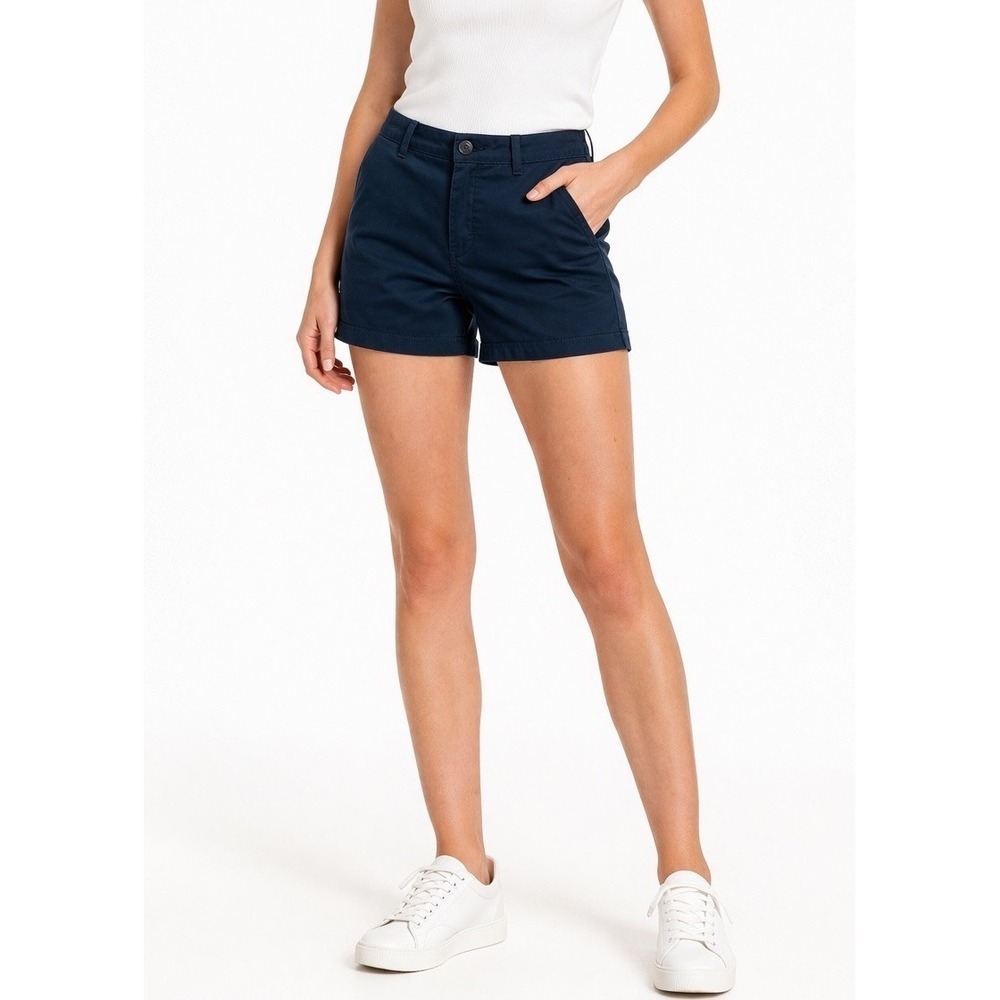 Express Womens Navy Shorts Size 36 6" Inseam Mid Rise Chino Casual Summer